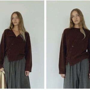EUC Like News Bohème Goods The Asymmetric Cashmere Knit, Espresso S/M